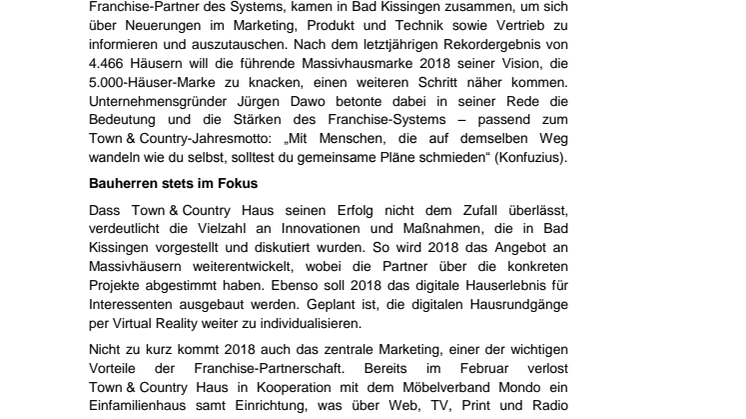 Town & Country Haus baut auf Innovationen  