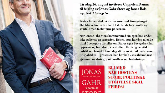 Lanseringsfest for Jonas Gahr Støre sendes direkte i kveld på www.forlagsliv.no