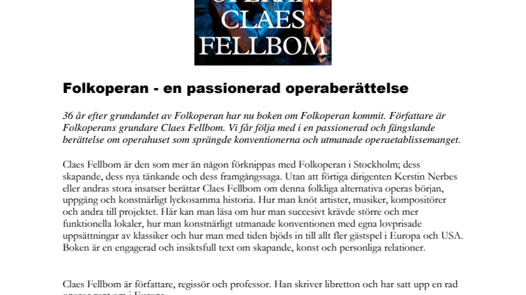 En passionerad operaberättelse - boken om Folkoperan