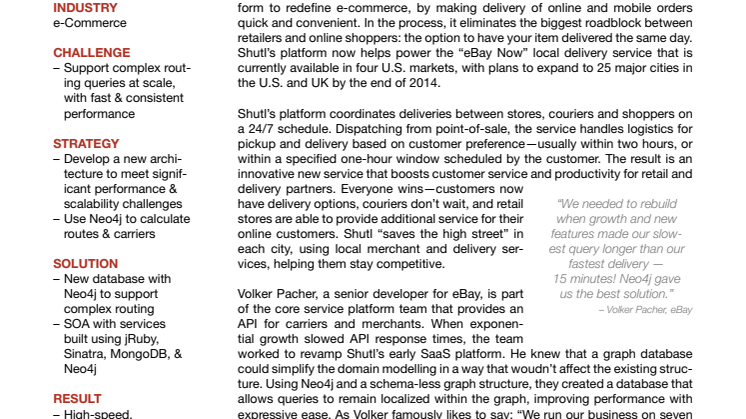 eBay hanterar leveranser av e-handelsprodukter med Neo4j