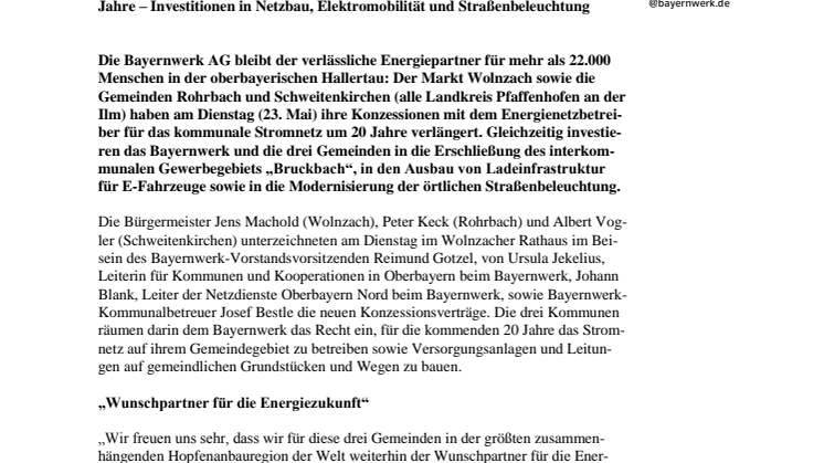 Hallertau setzt bei der Stromversorgung auf das Bayernwerk