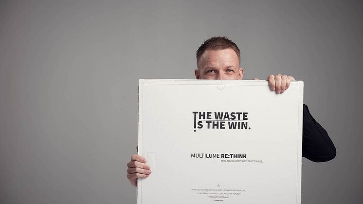 Fagerhult design engineer Martin Bååth with the new environmental flatpanel Multilume Re:Think (photo: Patrik Svedberg).
