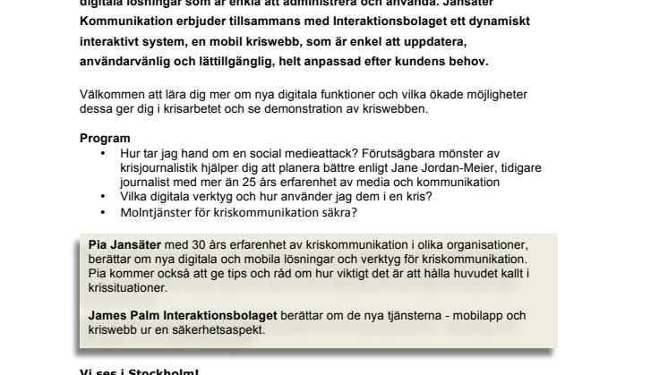 Pressinbjudan: Lär dig vara digitalt förberedd vid kris