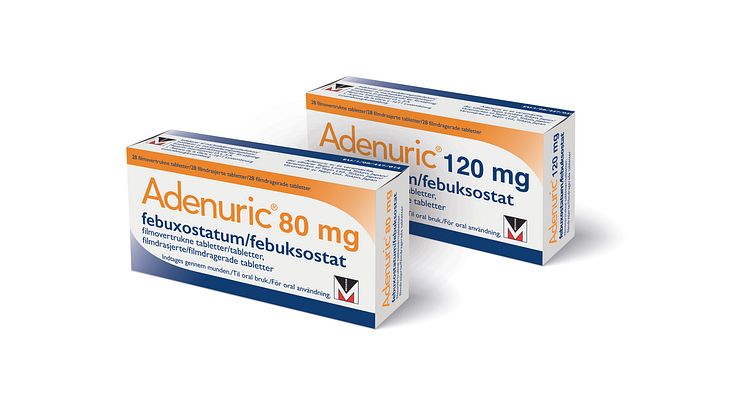 Adenuric marknadsförs i Skandinavien av Pharmaprim. Adenuric finns i styrkorna 80 mg och 120 mg.