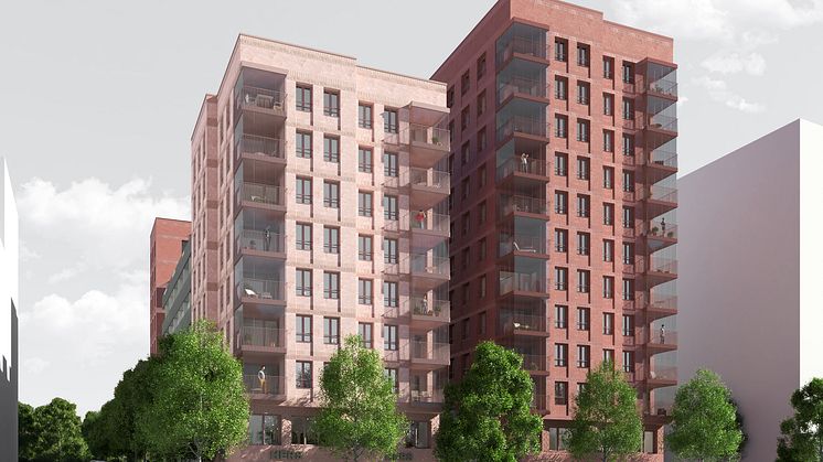 I Stockholms nya stadsdel Hagastaden vid Norra Stationsgatans östra del bygger SKB 128 nya kooperativa hyresrätter. Arkitekt är Arkitema Architects.