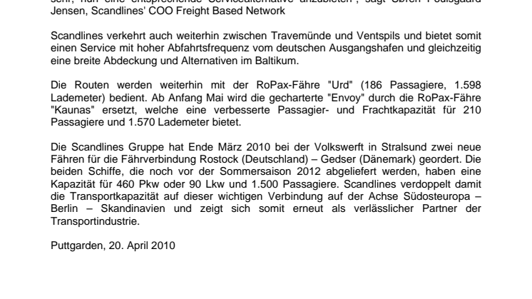 Scandlines erweitert Dienste ins Baltikum