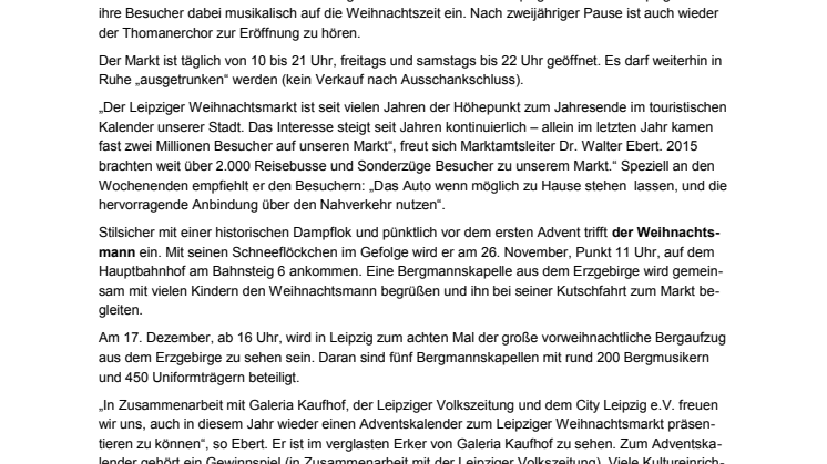 Pressemitteilung vom Marktamt Leipzig: Weihnachtsmarkt 2016