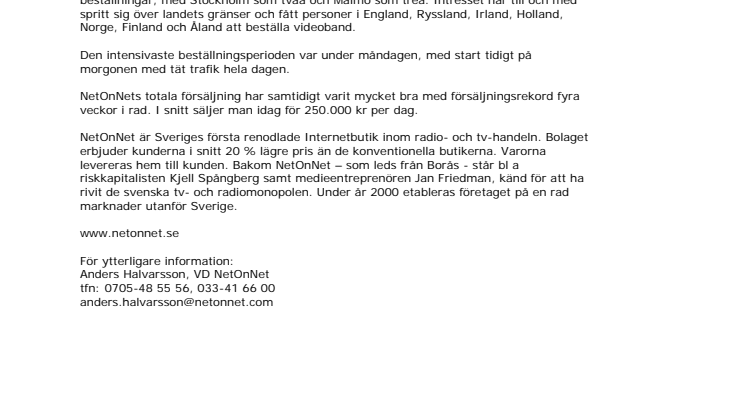 NetOnNets internetkampanj gav rekord - 10 000 kunder på en vecka 