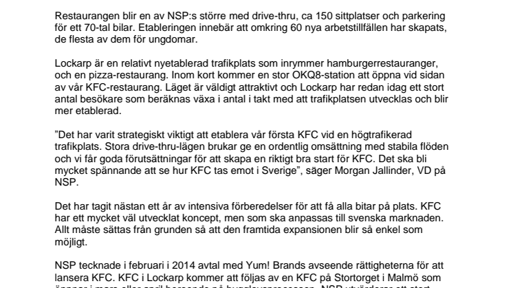 Nu öppnar Sveriges första KFC vid Öresundsbron