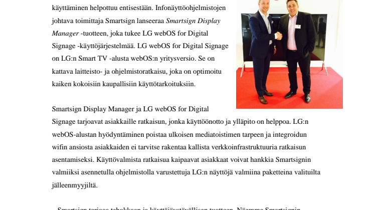 SMARTSIGN LANSEERAA DIGITAL SIGNAGE -RATKAISUN LG:N WEBOS-ALUSTALLE