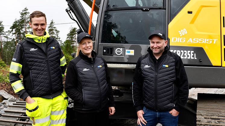 Albin, Jennie och Torbjörn på Stenssons Entreprenad