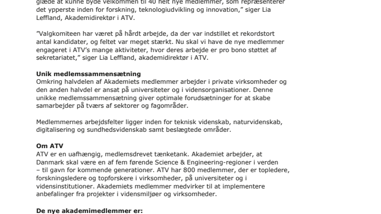 40 nye medlemmer optaget i ATV