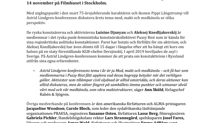 Medlemmar ur Pussy Riot medverkar på Astrid Lindgren-konferensen 