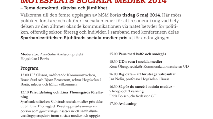 Inbjudan Mötesplats sociala medier 2014