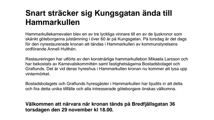 Pressinbjudan: Snart sträcker sig Kungsgatan ända till Hammarkullen