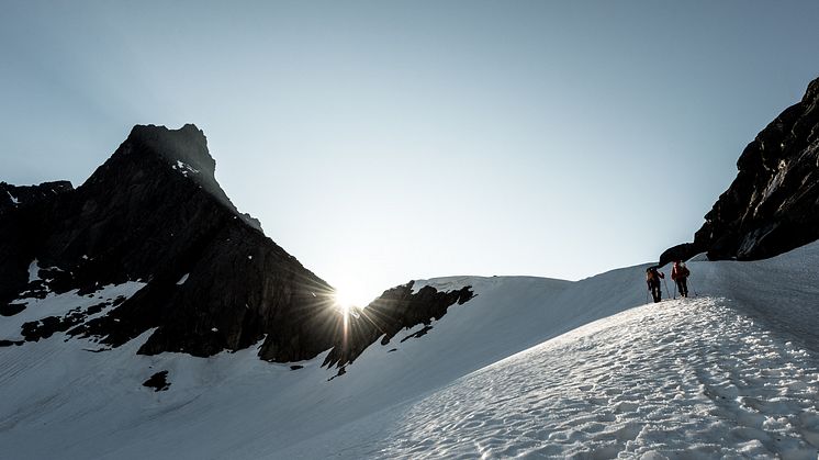 På vei over Skagastølsbreen før man når «Hytta på Bandet».