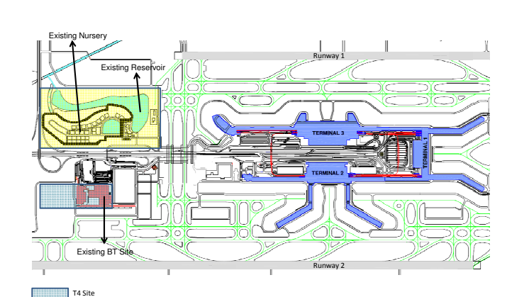 Location of Terminal 4 site and additional aircraft apron area