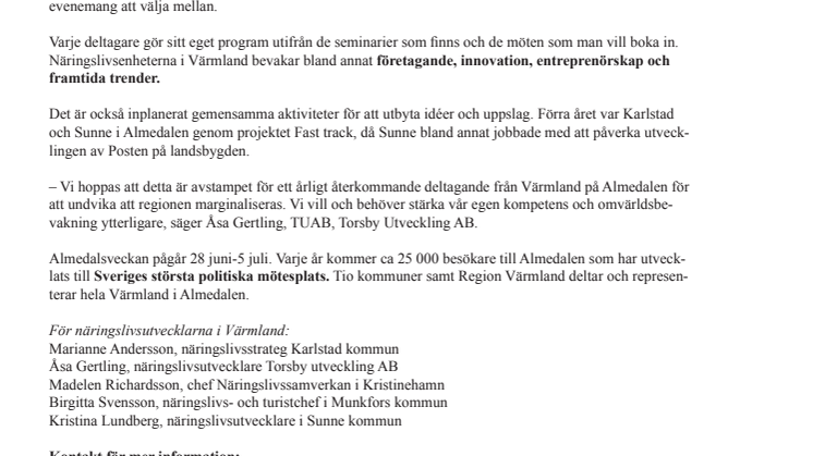 Näringslivsutvecklarna i Värmland deltar i Almedalen