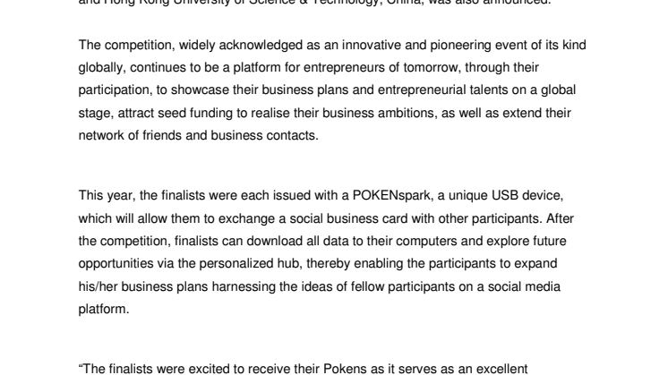 A greater networking opportunity for finalists of 2011 Lee Kuan Yew Global Business Plan Competition with Poken