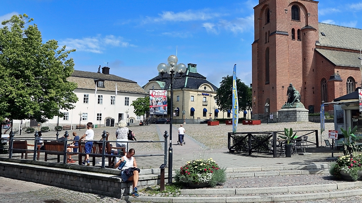 Bild på stora torget i Falun, en mycket viktig plats i Världsarvet Falun. Foto: Mostphotos 