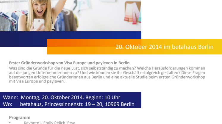 Einladung zum Gründerworkshop am 20. Oktober 2014 in Berlin
