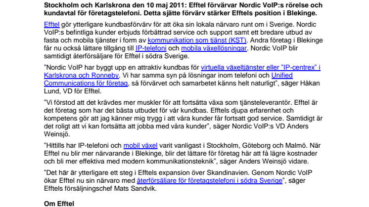 Efftel växer i Blekinge med nytt förvärv