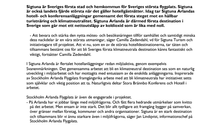 Stora Brännbo är med - Sigtuna Sveriges första klimatneutrala destination
