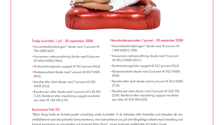 Delårsrapport Q3 2008