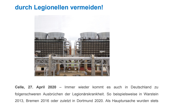 Wege aus dem Lockdown: Jetzt Kühlsysteme überprüfen und Gefahren durch Legionellen vermeiden!