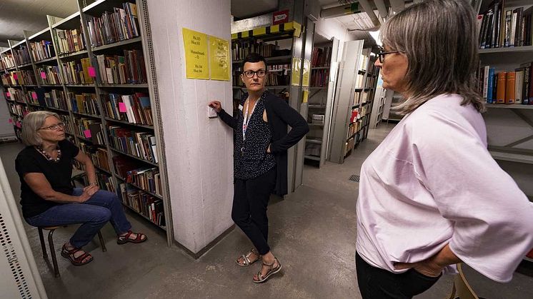 Bibliotekarierna Kerstin Johansson, Karin Malmström och Eva Olow.