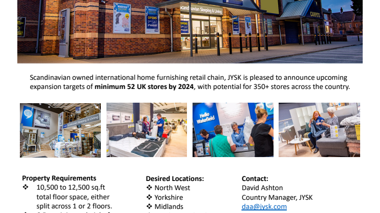 JYSK Expansion - Property Requirements