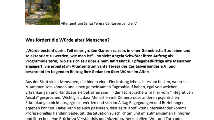 Was fördert die Würde alter Menschen?