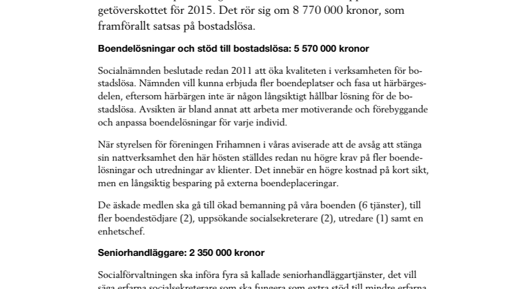 Socialnämnden fördelar överskott