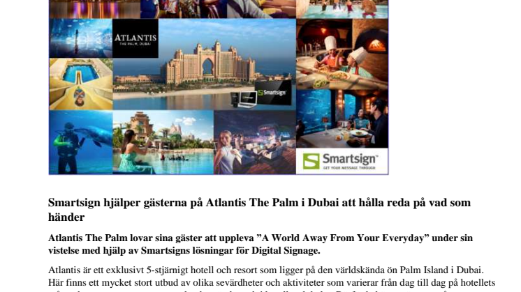 Smartsign hjälper gästerna på Atlantis The Palm i Dubai att hålla reda på vad som händer