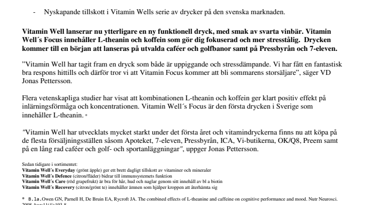 Vitamin Well lanserar nyskapande dryck