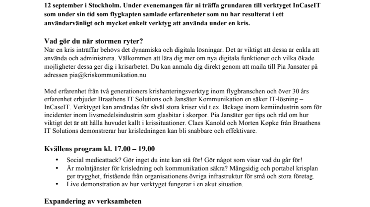 Inbjudan till After Work om kriskommunikation