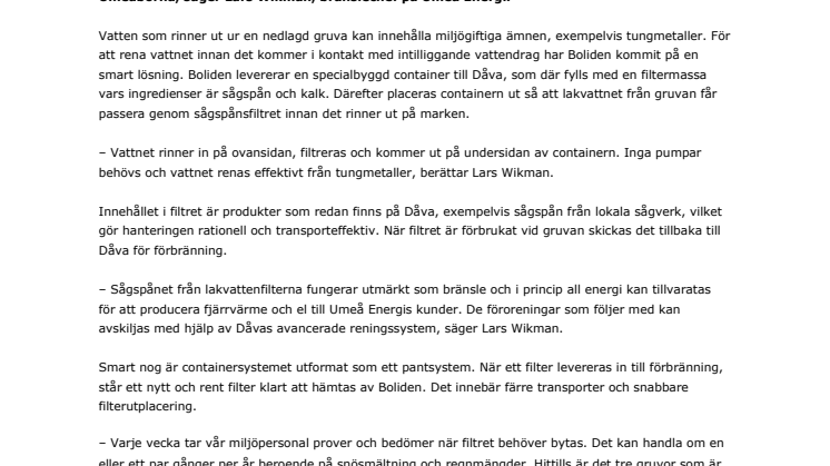 Umeå Energi och Boliden AB i miljösmart samarbete