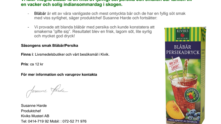 Säsongens smak med blåbär och persika bär ljuvliga höstvindar 