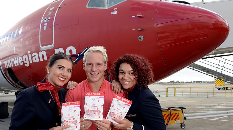 Made in Chelsea star Jamie Laing launches Candy Kittens sweets on board Norwegian 