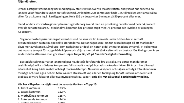 Unik kartläggning visar: Här har villapriserna ökat mest på tio år