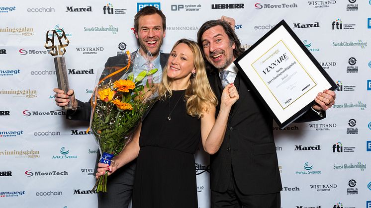 Pressbild: Från höger Mattias Gustafsson, Helena Liljestrand och Jonas Dahllöf, Stockholm Vatten och Avfall