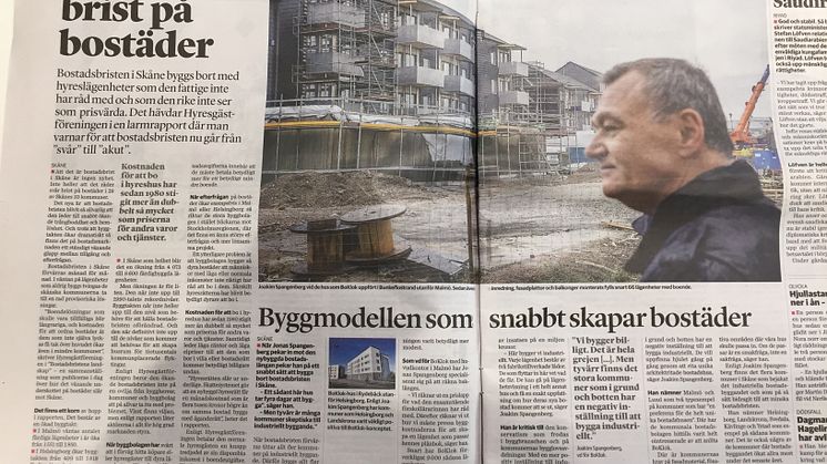 BoKlok i Sydsvenskan 24 oktober 2016