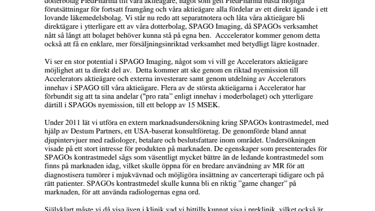 VD Maria Wrethag kommenterar avknoppning av SPAGO och renodlingen av Accelerator