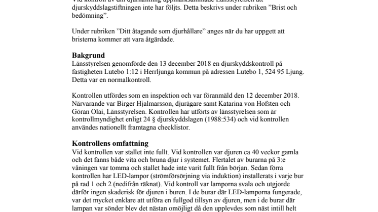 Kontrollrapport länsstyrelsen Västra Götaland - Gimranäs AB