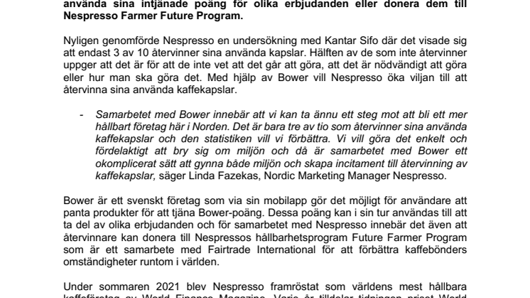 2021-08-18 Nespresso i samarbete med Bower
