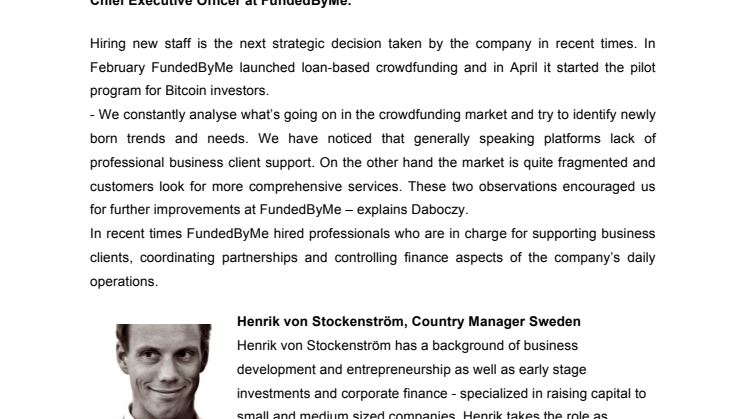 FundedByMe scales up with new employees on board