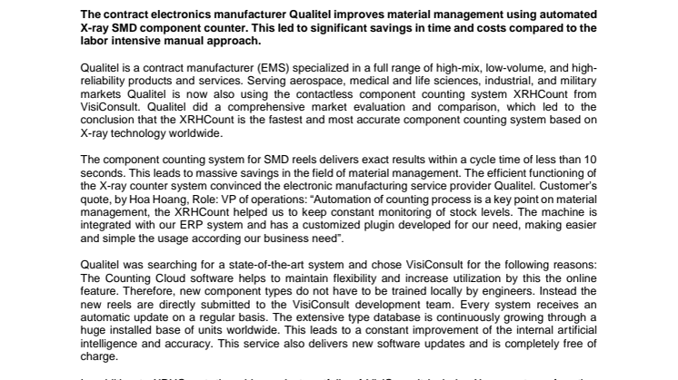 Qualitel implements X-ray SMD Counter