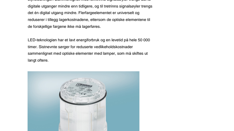 Nye LED signalsøyler med syv farger
