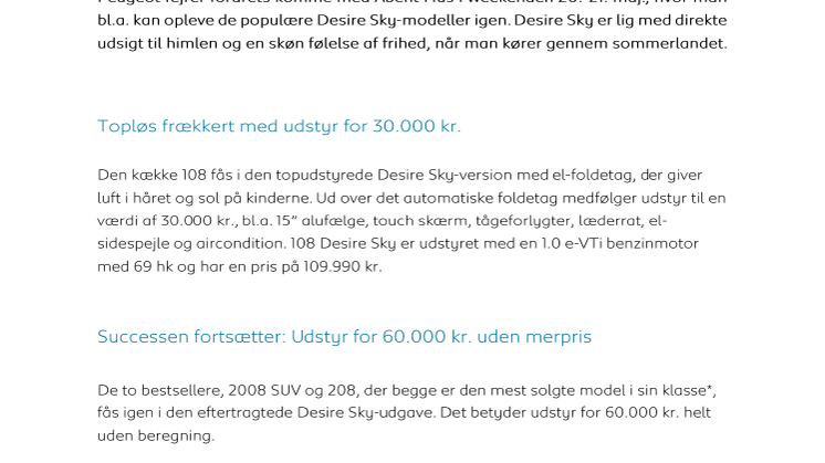 Forårsfornemmelser med Peugeots Desire Sky-modeller