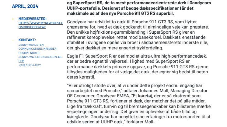 Goodyear Eagle F1 SuperSport R and RS chosen for Porsche 911 GT3 RS.pdf